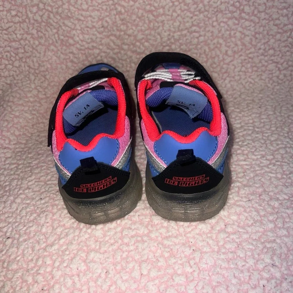 Skechers S Lights Ice D'Lites  Rechargeable Light Up Sneakers Kids Size 1